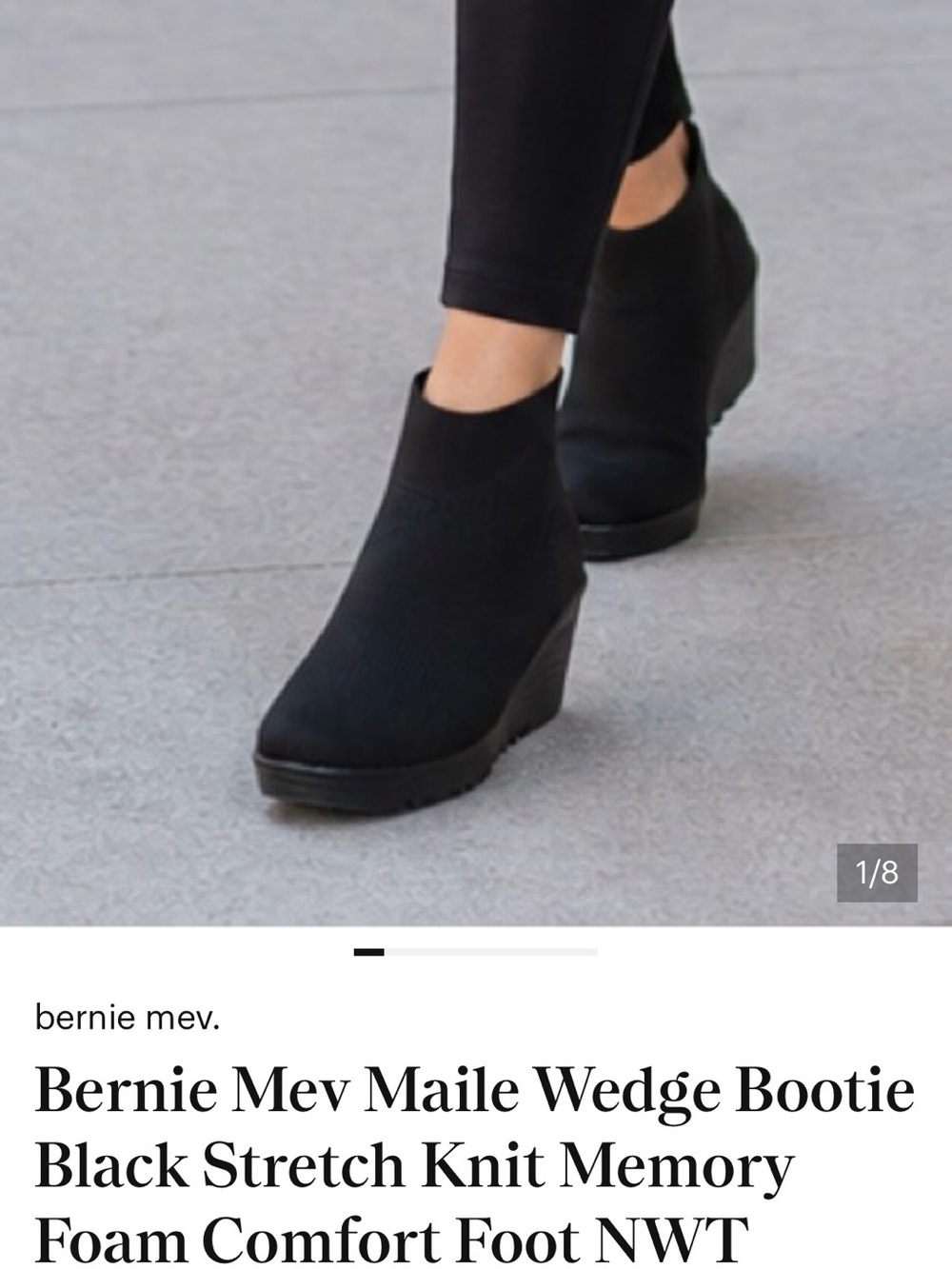 bernie mev. Black Stretch-Knit Wedge Bootie